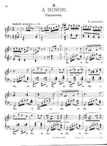 Partition complète, A Ninon, Canzonetta, F major, Leoncavallo, Ruggiero