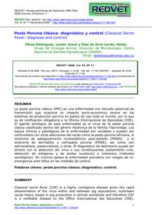 Peste Porcina Clásica: diagnóstico y control (Classical Swine Fever: diagnosis and control)