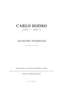 Partition , Allegro marziale, 12 Suonate per organo, Bodro, Carlo