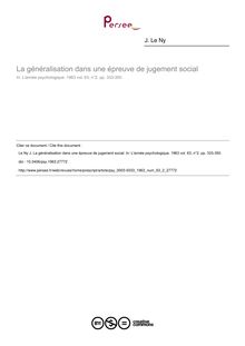 La généralisation dans une épreuve de jugement social - article ; n°2 ; vol.63, pg 333-350