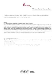 Fonctions et activités des dahira mourides urbains (Sénégal). - article ; n°81 ; vol.21, pg 79-91