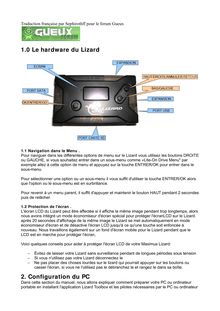 1.0 Le hardware du Lizard 2. Configuration du PC
