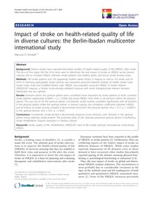 Impact of stroke on health-related quality of life in diverse cultures: the Berlin-Ibadan multicenter international study