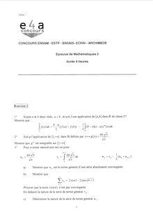 Mathématiques B 1999 Classe Prepa PSI Concours E3A