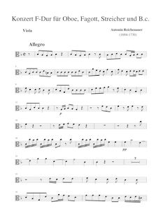 Partition altos, hautbois et basson Concerto en F major, F, Reichenauer, Antonín