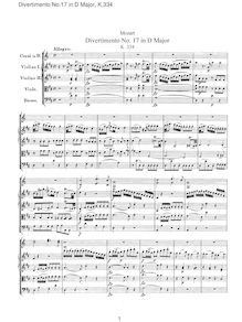 Partition complète, Divertimento, Divertimento No.17, D major, Mozart, Wolfgang Amadeus