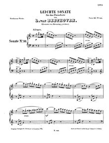 Partition complète, Piano Sonata, C major, WoO 51, Piano Sonatina, C-dur, WoO 51 par Ludwig van Beethoven