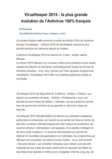 VirusKeeper 2014 : la plus grande évolution de l Antivirus 100% français