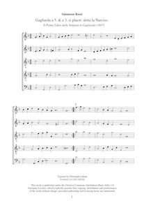 Partition complète (G et F clefs), Il Secondo libro delle Sinfonie et Gagliarde par Salamone Rossi