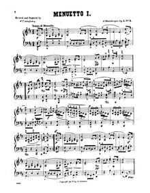 Partition , Menuetto I, Four pièces, Vier Klavierstücke, Rheinberger, Josef Gabriel