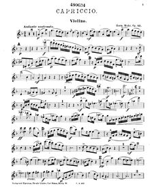 Partition de violon, Capriccio pour Piano quatuor, F Major