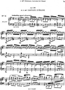 Partition 11 Air de la 36e Cantate, Oeuvres de J. S. Bach - 12 transcriptions pour le piano