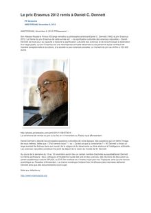 Le prix Erasmus 2012 remis à Daniel C. Dennett