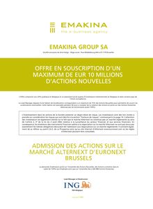 EMAKINA GROUP SA ADMISSION DES ACTIONS SUR LE MARCHÉ ALTERNEXT D ...