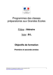 Programme des Classes Préparatoires aux Grandes Ecoles filière BL 2013-2014