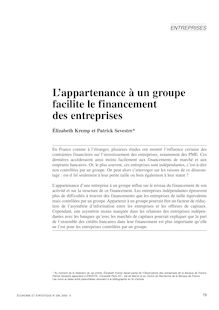 L appartenance à un groupe facilite le financement des entreprises - article ; n°1 ; vol.336, pg 79-92