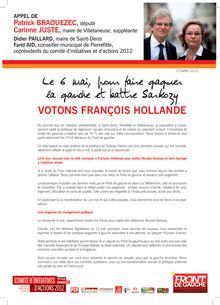 Appel à faire gagner la gauche et à battre Nicolas Sarkozy : votons François Hollande