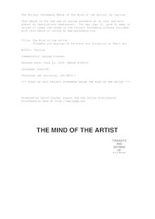The Mind of the Artist - Thoughts and Sayings of Painters and Sculptors on Their Art