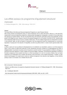 Les effets sociaux du programme d ajustement structurel marocain - article ; n°4 ; vol.60, pg 1003-1013