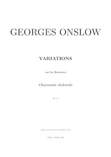 Partition complète, Variations sur la romance Charmante Gabrielle, Op.12