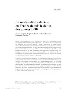 La modération salariale en France depuis le début des années 1980