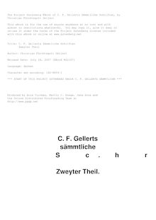 C. F. Gellerts Sämmtliche Schriften - Zweyter Theil