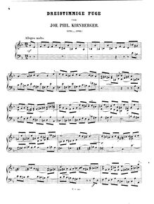 Partition complète, Dreistimmige Fuge, D minor, Kirnberger, Johann Philipp