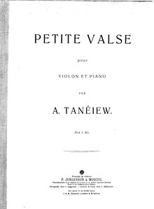 Score, Little waltz pour violon et piano, Petite valse pour violon et piano, par A. Tanéiew
