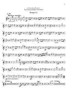 Partition trompette 1, 2 (A, E), La gazza ladra (pour Thieving Magpie)