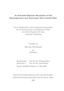 An extended biphasic description of the inhomogeneous and anisotropic intervertebral disc [Elektronische Ressource] / Nils Karajan