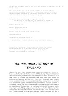 The Political History of England - Vol. X. - The History of England from the Accession of George III - to the close of Pitt s first Administration