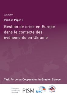 Gestion de crise en Europe dans le contexte des événements en Ukraine