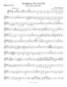 Partition cor 2, Symphony No.31, D major, Rondeau, Michel par Michel Rondeau