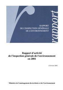 Rapport d activité de l inspection générale de l environnement en 2001