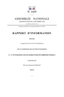 Rapport d information déposé en application de l article 145 du Règlement par la Commission des affaires étrangères sur l environnement, nouveau champ d action de la diplomatie française