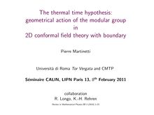 The thermal time hypothesis: geometrical action of the modular group