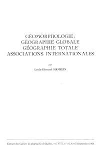 G~OGRAPHIE GLOBALE GÉOGRAPHIE TOTALE ASSOCIATIONS INTERNATIONALES