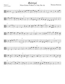 Partition ténor viole de gambe 2, alto clef, pour First Set of anglais Madrigales to 3, 4, 5 et 6 voix par Thomas Bateson