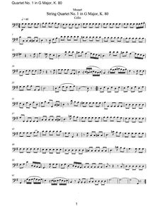 Partition violoncelle, corde quatuor No.1, Lodi Quartet, G major par Wolfgang Amadeus Mozart