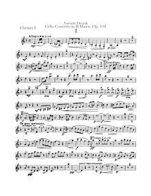 Partition clarinette 1, 2 (en A), violoncelle Concerto, Koncert pro violoncello a orchestr