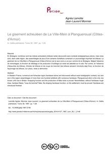 Le gisement acheuléen de La Ville-Mein à Planguenoual (Côtes-d Armor) - article ; n°1 ; vol.39, pg 1-29
