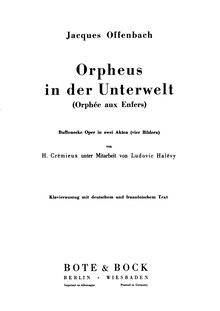 Partition complète Orphée aux enfers - Jacques Offenbach