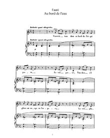 Partition No. 1 - Au bord de l eau (c), 3 chansons, Op. 8, Fauré, Gabriel