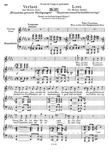Partition complète, setting en D♭ major, Verlust, Cornelius, Peter