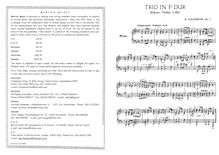 Partition parties complètes, Klaviertrio Nr.1, Op.3, F Major, Volkmann, Robert