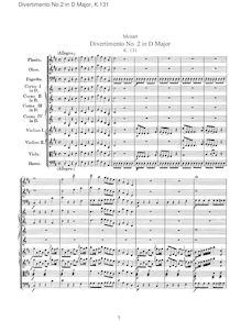 Partition complète, Divertimento, Divertimento No.2, D major, Mozart, Wolfgang Amadeus par Wolfgang Amadeus Mozart