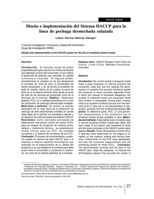 Diseño e implementación del Sistema HACCP para la línea de pechuga desmechada enlatada (Design and implementation of the HACCP system for the line of smashed chicken breast)