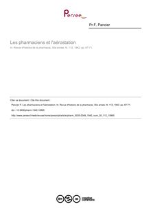 Les pharmaciens et l aérostation - article ; n°112 ; vol.30, pg 67-71