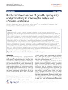 Biochemical modulation of growth, lipid quality and productivity in mixotrophic cultures of Chlorella sorokiniana