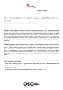 Les Francs-maçons et la Révolution (autour de la Machine de Cochin) - article ; n°1 ; vol.279, pg 14-31